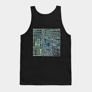 Matrix Blue Geometric Abstract Design Tank Top